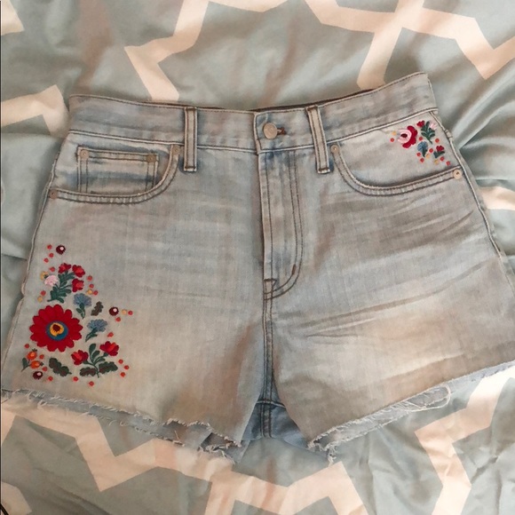 Madewell Pants - Madewell Perfect Jean Short Embroidered Edition